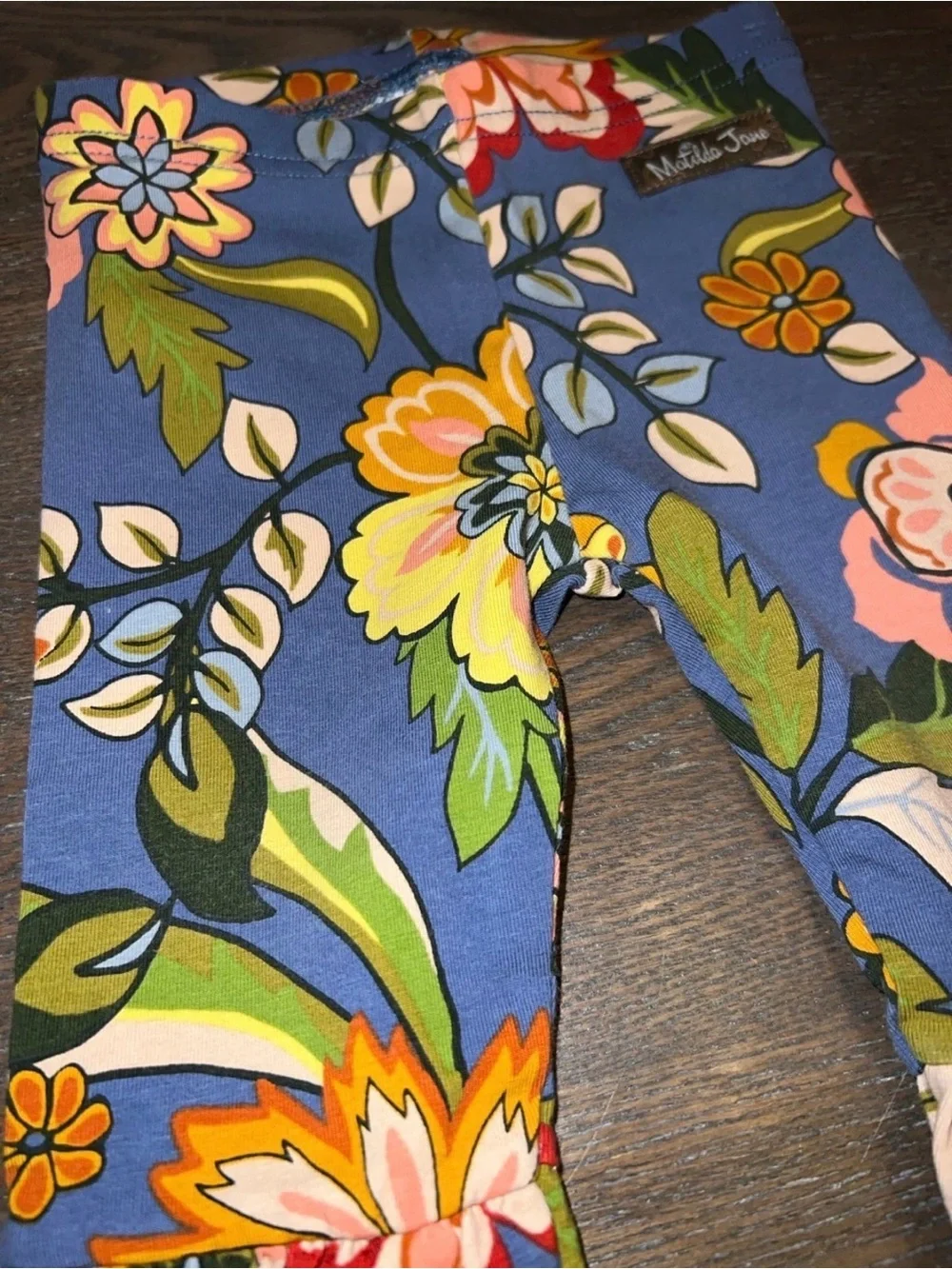 Matilda Jane Mustard Yellow Top & Blue Floral Ruffle Bennys 2 Piece Set Bundle